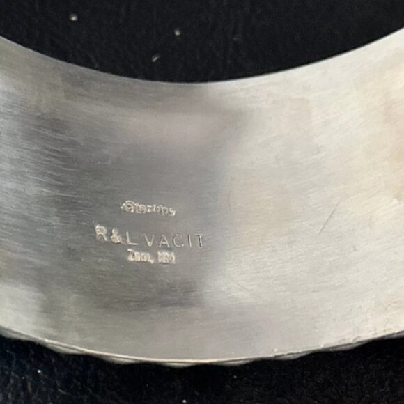 Zuni Turquoise Inlay Sterling Silver Cuff Bracelet Native Indian Handmade - Picture 3 of 10